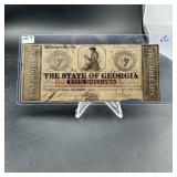 1862 $5 Confederate States Of Georgia Note