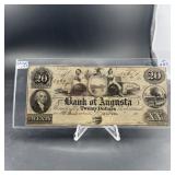 Bank Of Augusta $20 Note  Georgia
