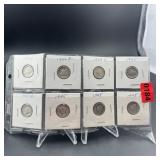 Eight Mixed-date Silver Mercury Dimes