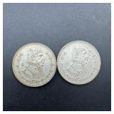 Two Mexico Silver Pesos