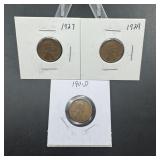 Three Better-date Wheat Cents