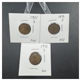 Three Better-date Wheat Cents