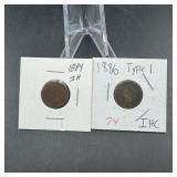 1886 & 1884 Indian Head Cents