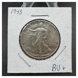 1943 Bu Walking Liberty Half Dollar