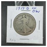 1917-d Obverse Walking Liberty Half Dollar