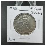 1943 Au Walking Liberty Half Dollar