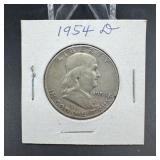 1954-d Franklin Silver Half Dollar