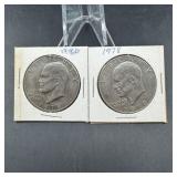 Two Mixed-date Eisenhower (ike) Dollars
