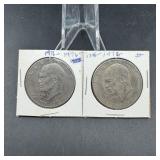 Two Mixed-date Eisenhower (ike) Dollars