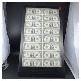 Original 1981 Uncut Sheet Of 16 $1 Notes  Departm