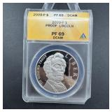 2009-p Lincoln 1 Oz Silver Coin  Graded Proof 69