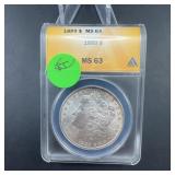 1889 Morgan Silver Dollar Anacs Ms63