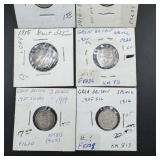 Six Early 20th Century British Silver Coins