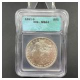 1881-S Morgan Silver Dollar ICG MS64