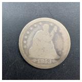 1853 Liberty Seated Quarter Dollar