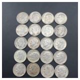 20 Roosevelt Silver Dimes 1946-1964