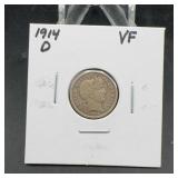 1914-D Barber Dime VF Silver Coin