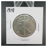 1918 Walking Liberty Half Dollar Silver Coin