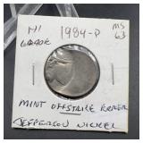 1984-P Off-Center Jefferson Nickel MS63