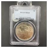 1925 Peace Dollar PCGS MS64 Silver Coin