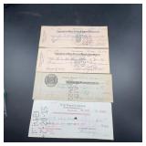 Four Cancelled Historic Bank Checks 1915-1933