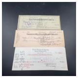 Three Early 20th Century Bank Checks