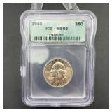 1949 Washington Quarter ICG MS68 Graded