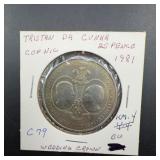 1981 Tristan da Cunha 25 Pence Wedding Crown