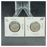 1936-D and 1937-P Mercury Dimes AU