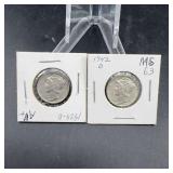 1935-D and 1942-D Mercury Dime Pair
