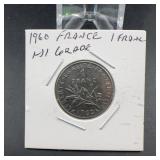 1960 France 1 Franc Coin