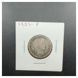 1903 Barber Quarter Dollar Philadelphia