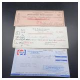 Three Historical Bank Checks, 1915ï¿½1989