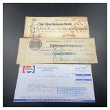 Three Historical Cancelled Bank Checks