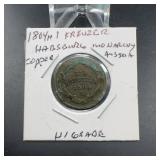 1804 H 1 Kreuzer Austria Copper Coin