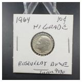 1964 Roosevelt Silver Dime, High Grade
