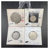 European Silver Coin Group: 4 Coins, 1950-1962