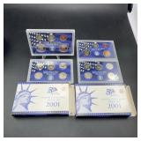 Two 2001 US Mint Proof Coin Sets with Cases