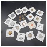 World Coin Collection, Labeled, 15+ Pieces