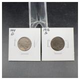 1914-D and 1916-S Buffalo Nickels Pair