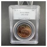 1991-95-P WWII 50C PCGS MS69 Commemorative