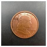 Franklin Commemorative .999 Fine Copper Round