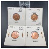 1968-S, 1969-S, 1970-S, 1974-S Lincoln Cents