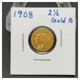 1908 Indian Head $2.50 Gold Coin