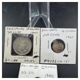 Philippines Silver Centavos Coin Trio, 1944-1945