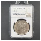 1921 Morgan Silver Dollar NGC MS62