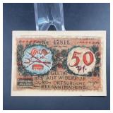 1921 German 50 Pfennig Notgeld Note