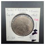 1969 Turks & Caicos Islands One Crown Coin