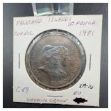 1981 Falkland Islands 50 Pence Crown, BU