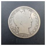 1915 Barber Half Dollar Silver Coin